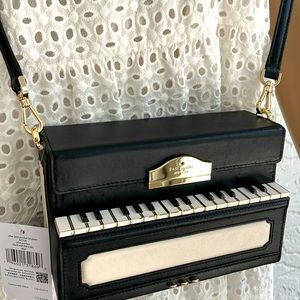 BEAUTIFUL NWT KATE SPADE OTHER PITCH PURRFECT 3D PIANO BLACK MULTI CROSSBODY